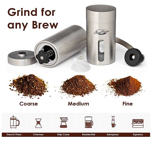 Hand operated manual coffee bean grinder